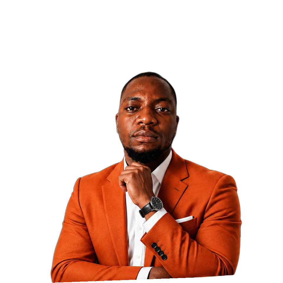 Destiny Shaba, founder of Eri-Tech Global, wearing an orange blazer